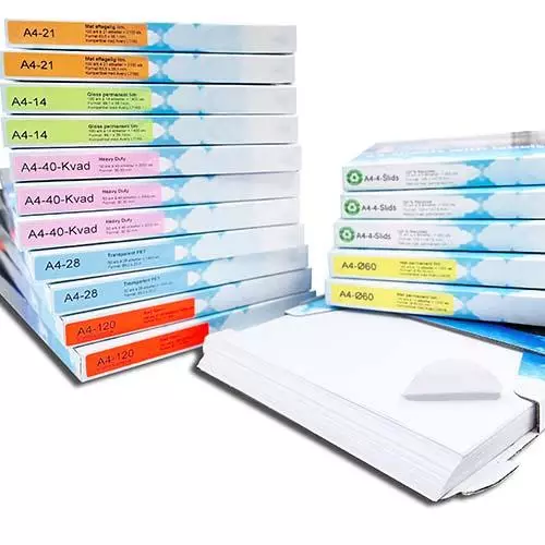 Etiketter i A4 ark