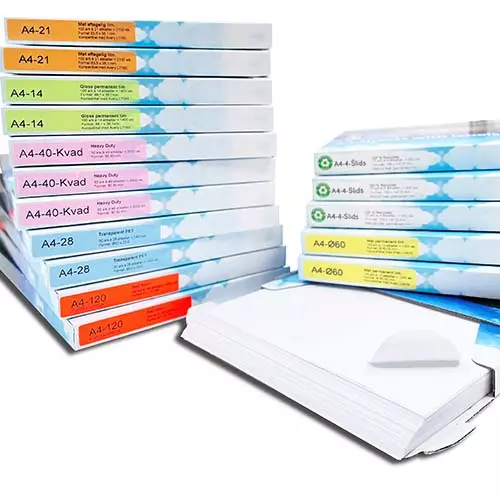Etiketter i A4 ark